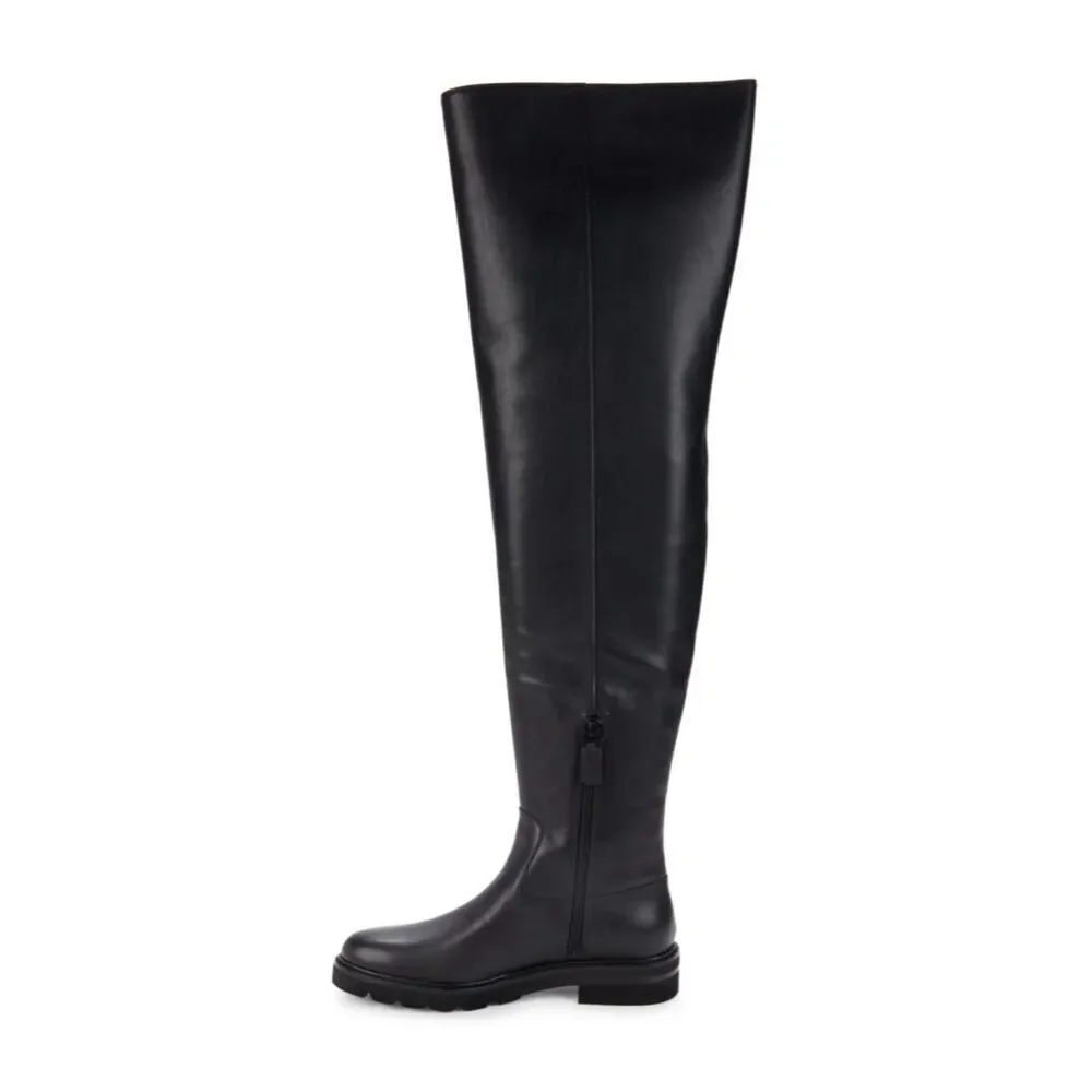 Stuart Wetzman Chicago over the knee thigh black leather boots size 7.5 NWOB